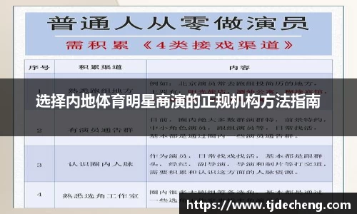 选择内地体育明星商演的正规机构方法指南