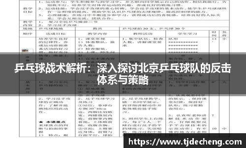 乒乓球战术解析：深入探讨北京乒乓球队的反击体系与策略