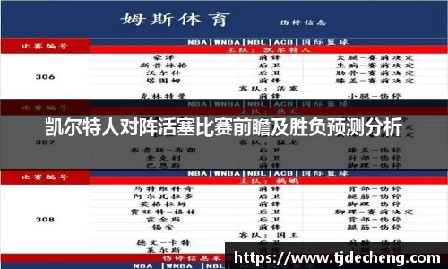 凯尔特人对阵活塞比赛前瞻及胜负预测分析